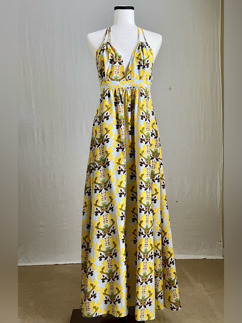 Y2K Vintage! TBAGS - Silk-Cotton Blend Halterneck Sundress - S fits S/M